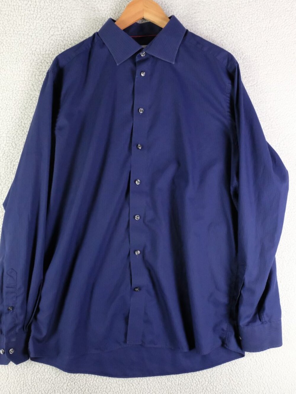 Eton Contemporary Dress Shirt Mens 46 18 Blue Black Striped Spread Collar